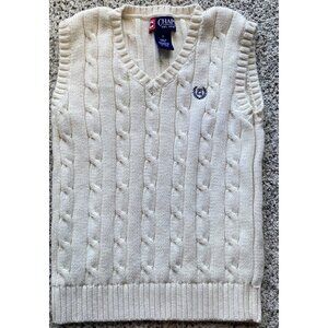 CHAPS RALPH LAUREN Ivory White Cable Knit Sleeveless Sweater Vest Boy Youth 7